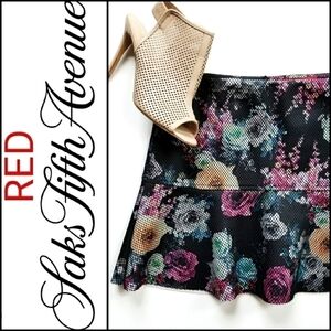 NEW! RED by Saks 5th Ave Floral Scuba Mini Skirt S.